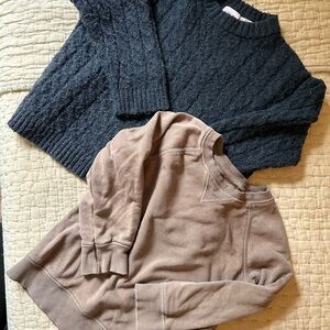 Old Navy Brown sweater and Zara gray sweater.